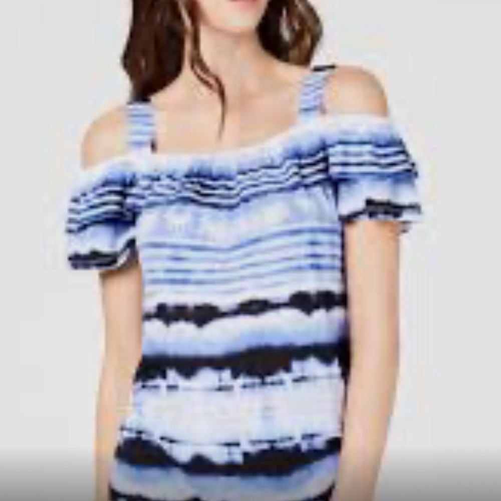 International Concepts Tie Dye Blue Cold Shoulder